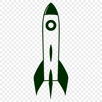 A sleek spaceship illustration featuring a futuristic design with bold lines and angles.