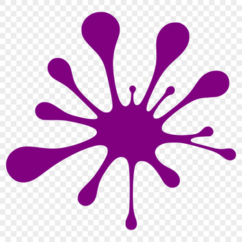 A stylized illustration of a messy splat shape with irregular edges.