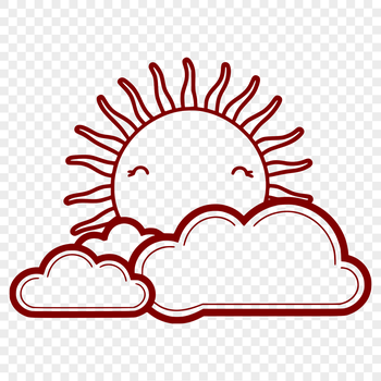 Illustration of the sun in the sky with clear blue background.
