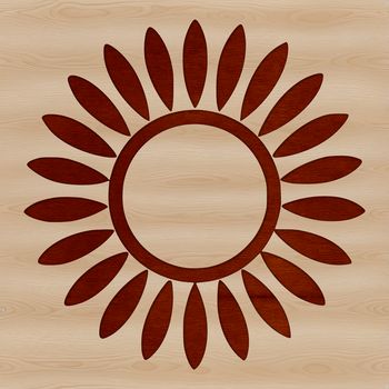 An illustration of a single sunflower stem with bright yellow petals and brown seeds.