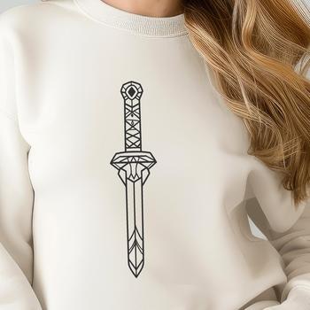 A high-quality, editable vector design of a traditional sword with intricate details.