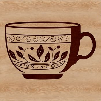 A stylized illustration of a teacup, designed as vector art for digital use.