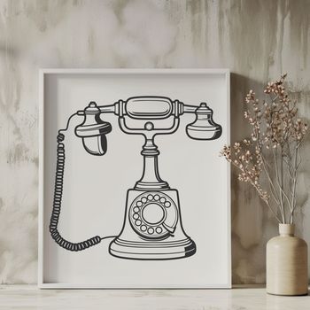 A high-quality vector illustration of a modern telephone with sleek lines and minimalist design.
