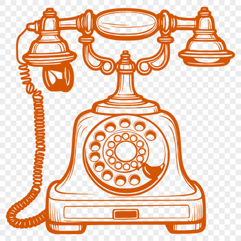 A vector graphic illustration of a telephone in a simple design style.