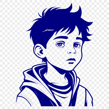 A young boy standing alone, depicted as a simple line drawing.