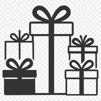 Vector art design featuring a stylized gift box with a ribbon and bow, ideal for crafting projects and commercial use.