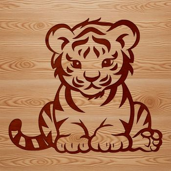 A sitting tiger, a big cat species found in the wild.