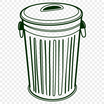 A simple vector illustration of a standard trash can with lid, suitable for graphic design and digital art projects.