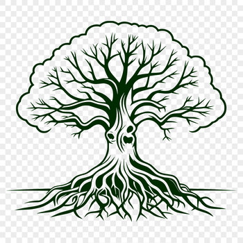 A simple line art illustration of a tree silhouette, suitable for use in vector graphic design projects.