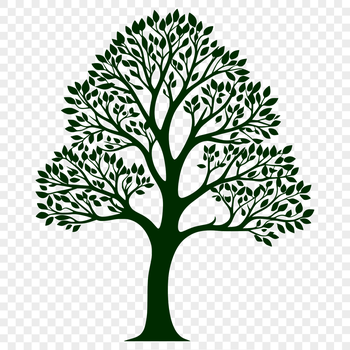 Vector illustration of a tree with detailed branches and leaves.