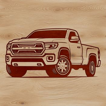 A digital illustration of a pickup truck, ideal for crafting and DIY projects.