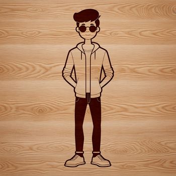 A simple line drawing of a male figure, suitable for vector design and cutting machine templates.