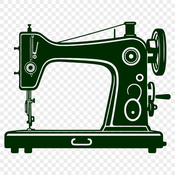 A detailed vector illustration of a sewing machine with intricate parts and features.