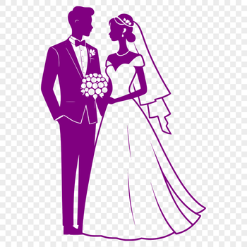 A couple exchanging vows in a romantic outdoor setting, created as vector art for use in various design projects.