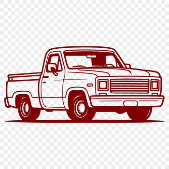 A 2D illustration of a pickup truck in vector format, suitable for digital designs.