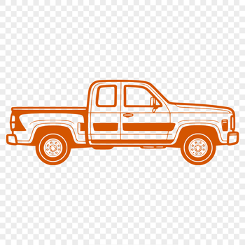 A detailed illustration of a pickup truck with bold lines and minimal shading.