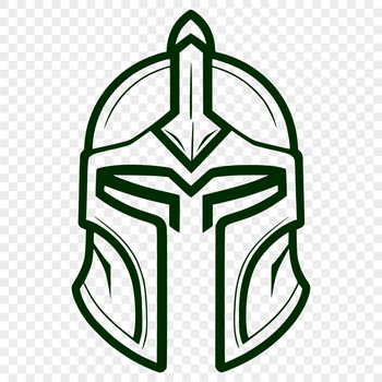 A 2D illustration of a Spartan warrior wearing a traditional Greek helmet and armor.