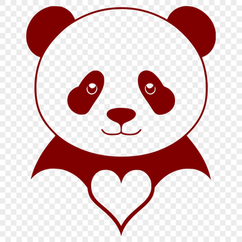A cartoon panda with heart symbols surrounding its body, illustrating a theme of love and affection.