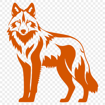 A detailed illustration of a wolf standing upright on its hind legs, depicted in a vector format.