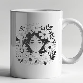 Illustrated woman figure with floral patterns and designs suitable for cutting machines like Cricut.