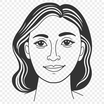 A stylized illustration of a woman in various forms, including vector art and clip art.