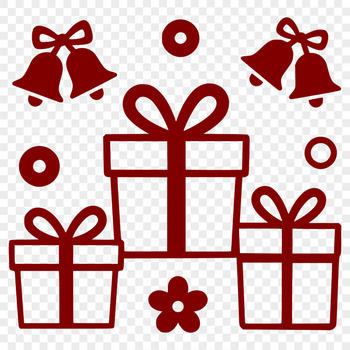 A wrapped gift box with a festive ribbon and bow, ideal for Christmas or holiday designs.