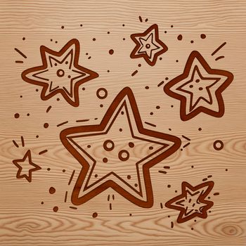 An illustrative representation of a shining star in outline form.