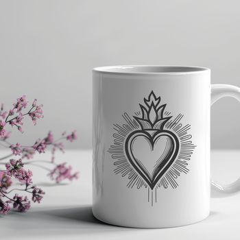 A detailed illustration of the Sacred Heart symbol in vector format, suitable for digital use.