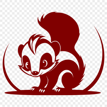 A stylized illustration of a skunk, a wild animal known for its distinctive odor.