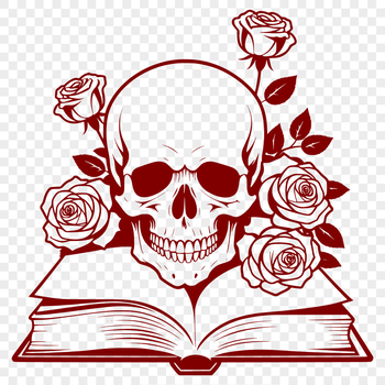 A decorative Gothic-style skull illustration suitable for Halloween and various crafting projects.
