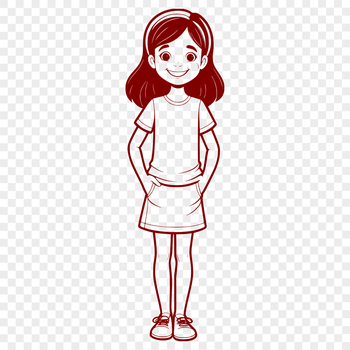 Illustrative portrait of a young girl in vector format, suitable for cutting machines like Cricut or laser cutters.