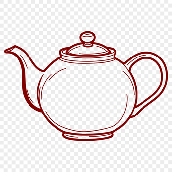 A hand-drawn design of a teapot, ideal for vector art projects and cutting machine templates.