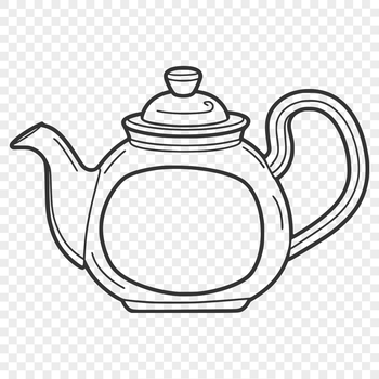 A ceramic teapot with a spout and handle, designed as vector art for digital use.