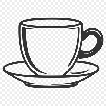 A high-quality vector illustration of a traditional teacup, suitable for cutting machines and craft projects.