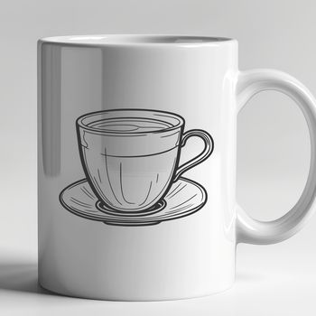 A minimalist teacup design suitable for vector art projects in Illustrator or Procreate.