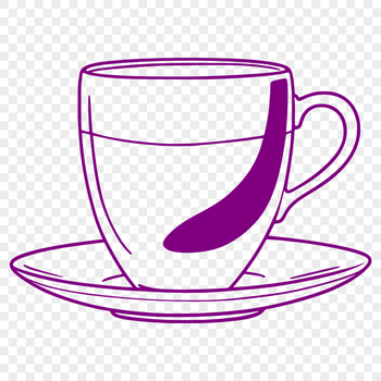 A hand-drawn illustration of a teacup, designed as vector art suitable for digital cutting machines or laser cutters.