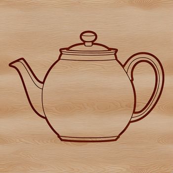 A digital illustration of a classic teapot with ornate details.