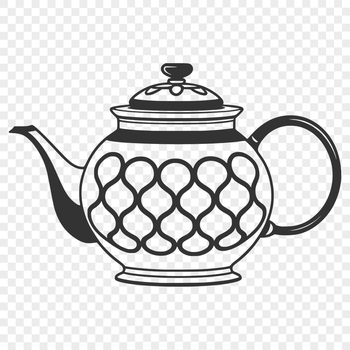 A digital illustration of a teapot, designed as vector art for cutting machines.