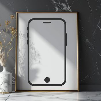 A digital representation of a smartphone device with detailed vector lines.