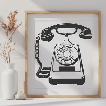 A simple telephone icon with clean lines and basic details.