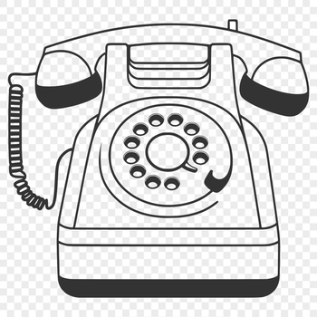 A digital illustration of a classic telephone with sleek design and simple layout.