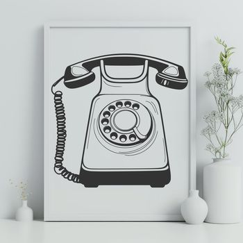 Vector illustration of a classic telephone, suitable for digital design and crafting projects.