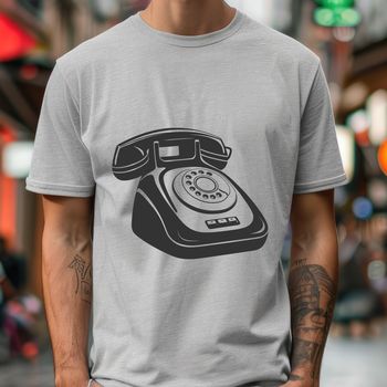 A simple illustration of a telephone with a modern design.