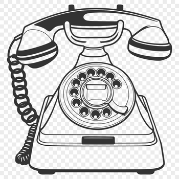 A digital illustration of a classic telephone with corded design.