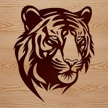 An SVG graphic representation of a big cat's face, highlighting its wild animal characteristics.