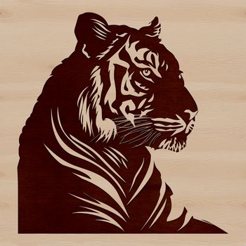 A detailed illustration of a tiger's face with stripes, suitable for vector graphics projects.