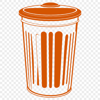 An SVG design element featuring a basic trash bin icon with no background.
