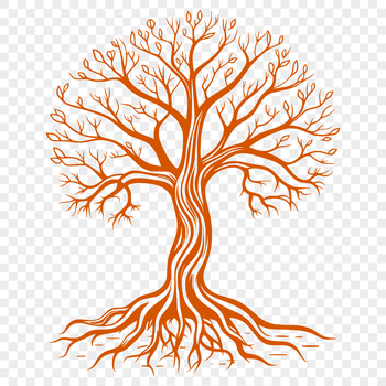 A stylized illustration of a tree with roots and branches, ideal for vector design and cutting machine use.