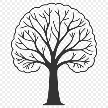 A high-resolution vector illustration of a tree, suitable for cutting machine designs or laser engraving projects.