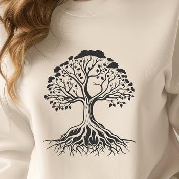 A stylized illustration of a tree with intricate branches, suitable for vector graphics and commercial use.